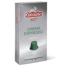 Кофе в капсулах Carraro Crema Espresso (Карраро Крема Эспрессо), упаковка 10 капсул, формат Nespresso